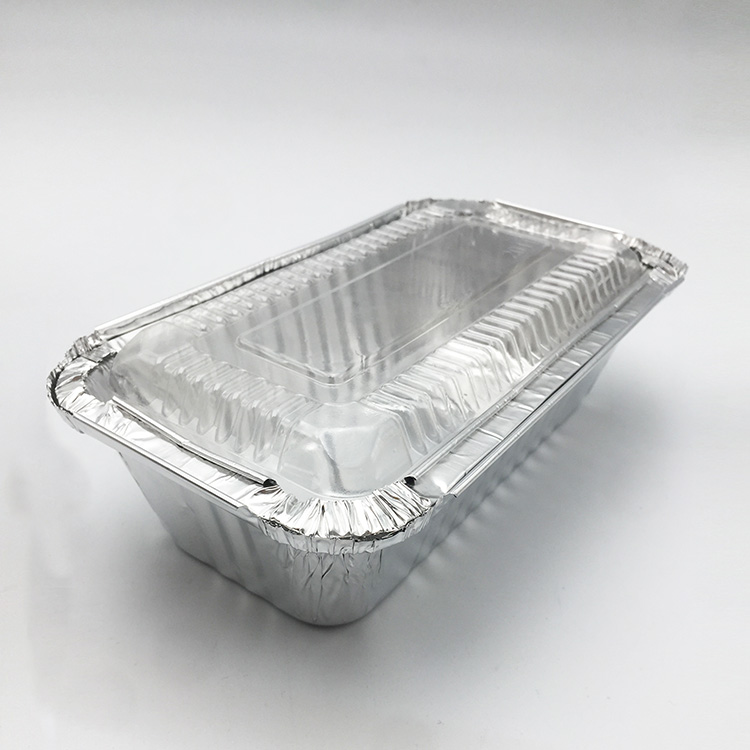 850ML rectangular disposable aluminum foil tableware with paper lid for camping barbecue catering Homemade oven cuisine