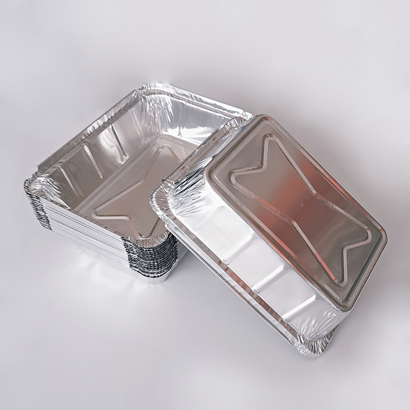 Disposable food grade metal aluminum foil barbecue plate rectangular heatable oven tray