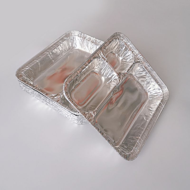 3 Compartment Large Rectangular Disposable Aluminum Foil Pan