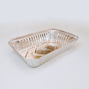 Small rectangular covered aluminum foil container disposable tableware food packaging products catering barbecue and baking tray