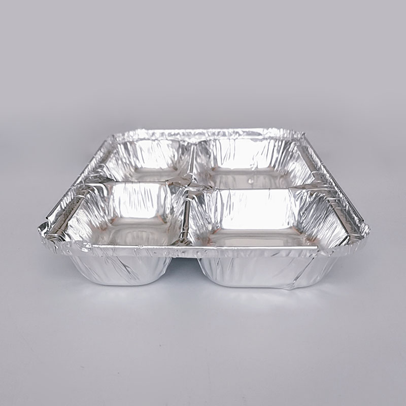 820ml Rectangular Four Grid Food Grade Aluminum Foil Pan