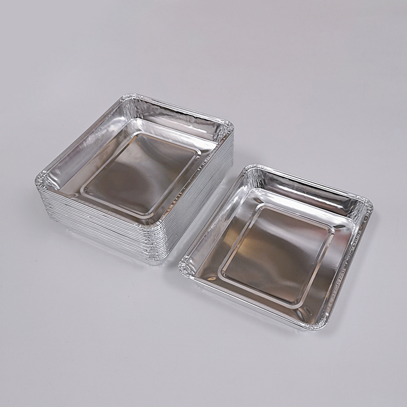 Medium size barbecue plate square wrinkle free food grade disposable aluminum foil tableware