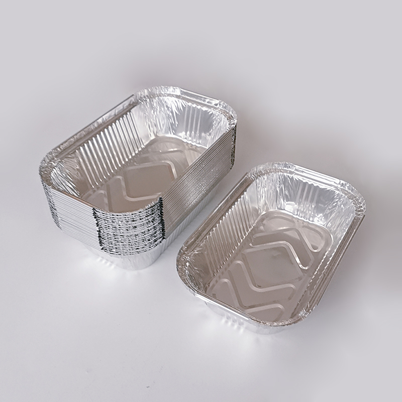 Small rectangular oval edge covered tin foil tableware disposable container can be heated